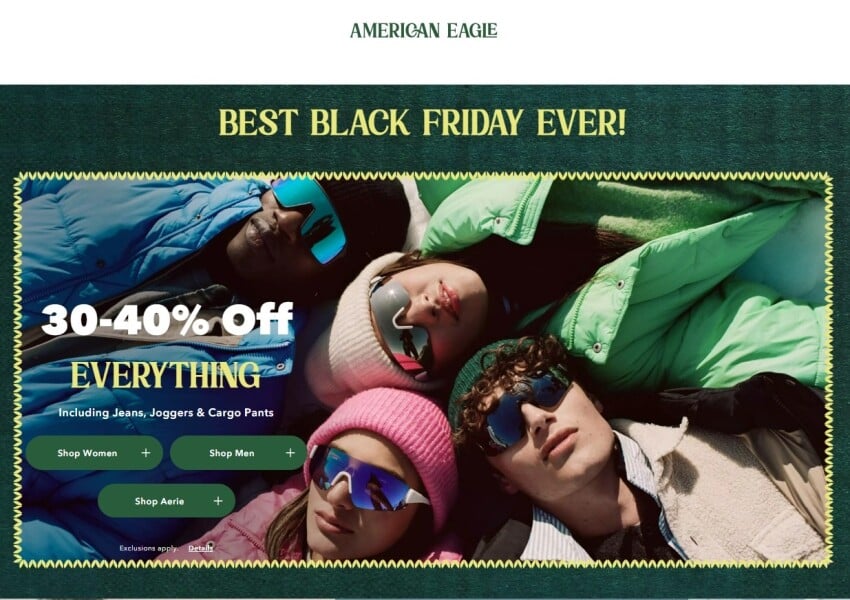 American Eagle Outfitters ブラックフライデー 2021 バナー