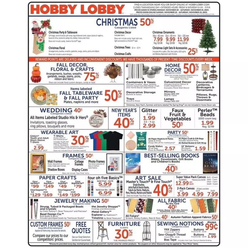 Каталоги акций Чёрной Пятницы Hobby Lobby 2023
